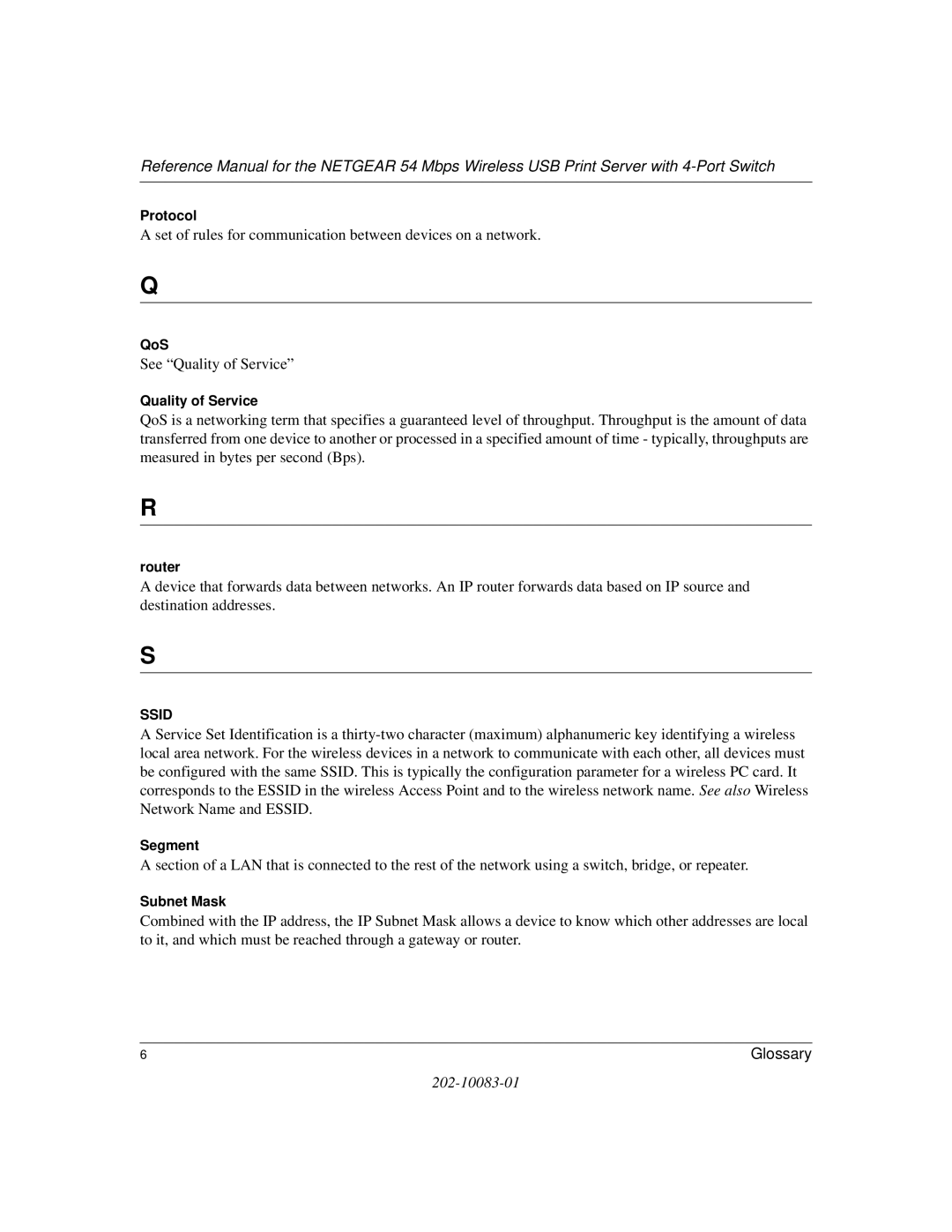 NETGEAR WGPS606 manual Set of rules for communication between devices on a network 