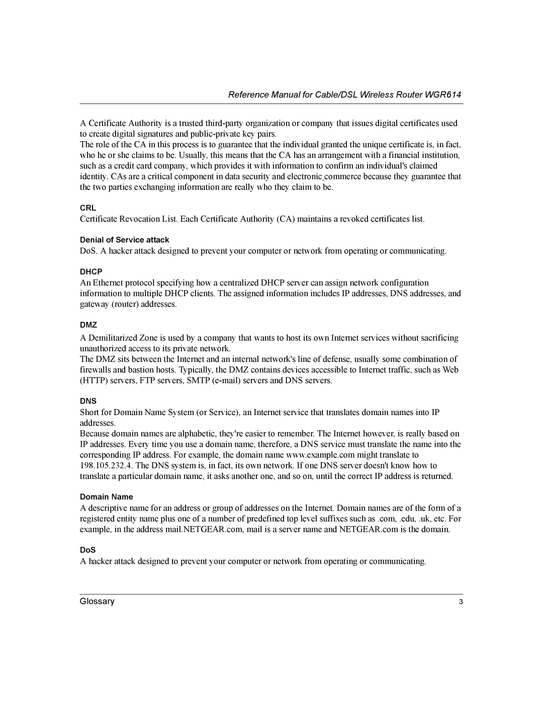 NETGEAR NTGWGR614 manual Crl 