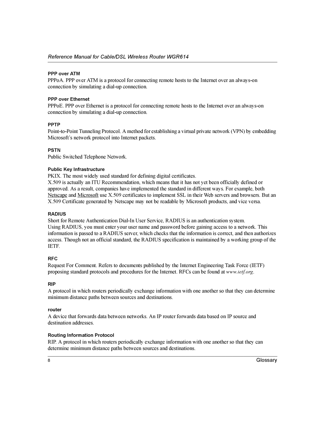 NETGEAR NTGWGR614 manual Public Switched Telephone Network 