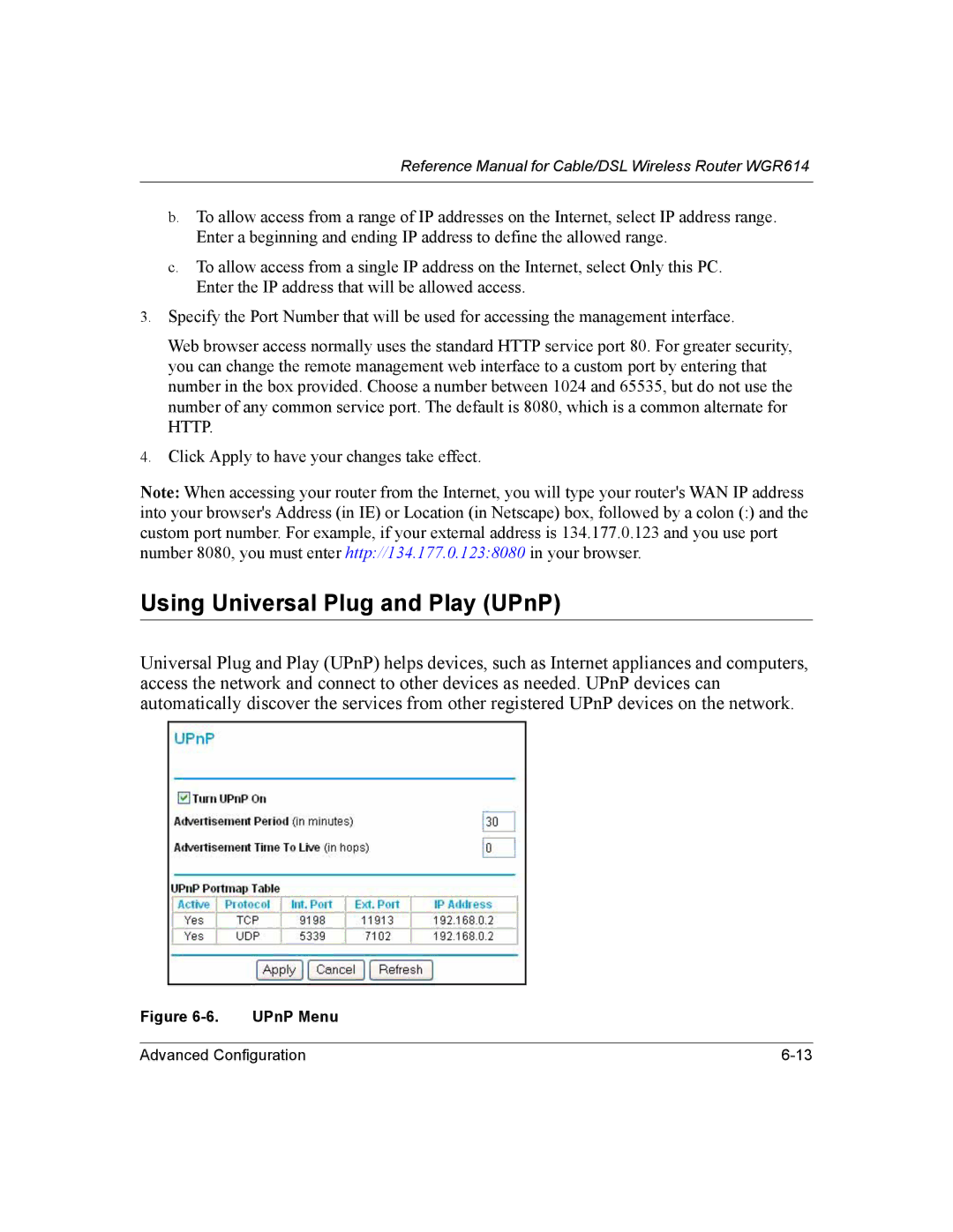 NETGEAR NTGWGR614 manual Using Universal Plug and Play UPnP 