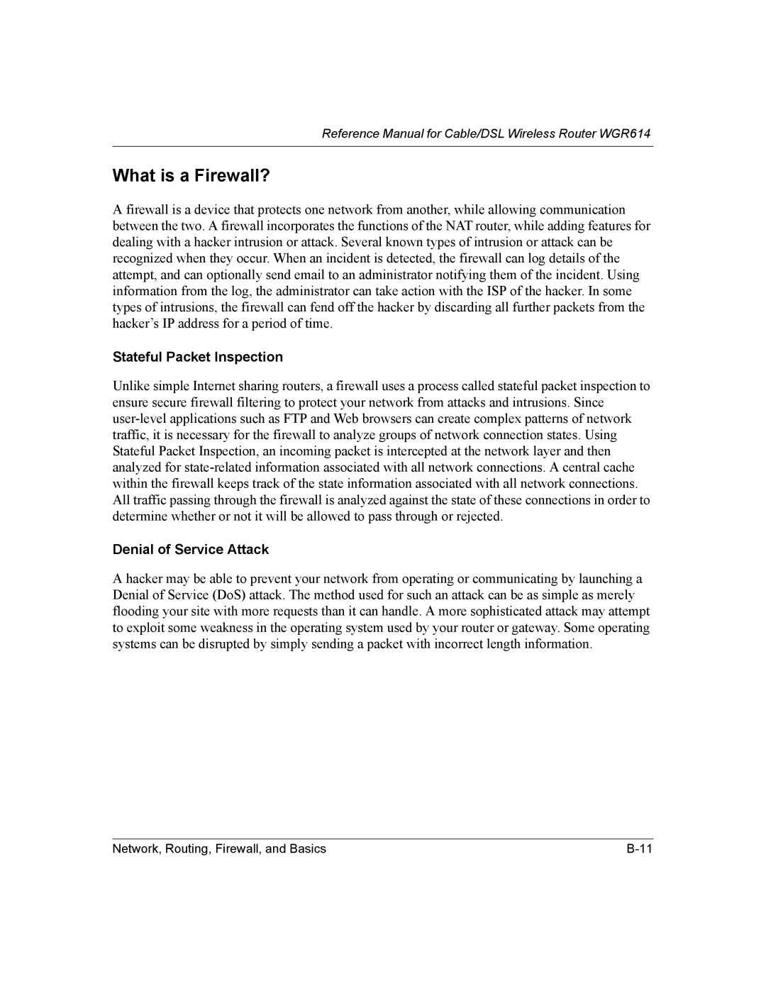 NETGEAR NTGWGR614 manual What is a Firewall?, Stateful Packet Inspection 