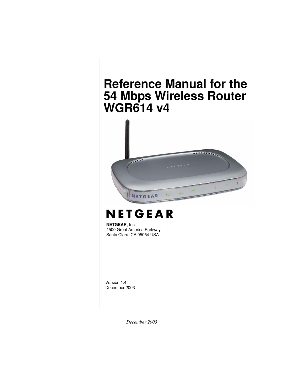 NETGEAR WGR614 v4 manual Reference Manual for the 54 Mbps Wireless Router WGR614 