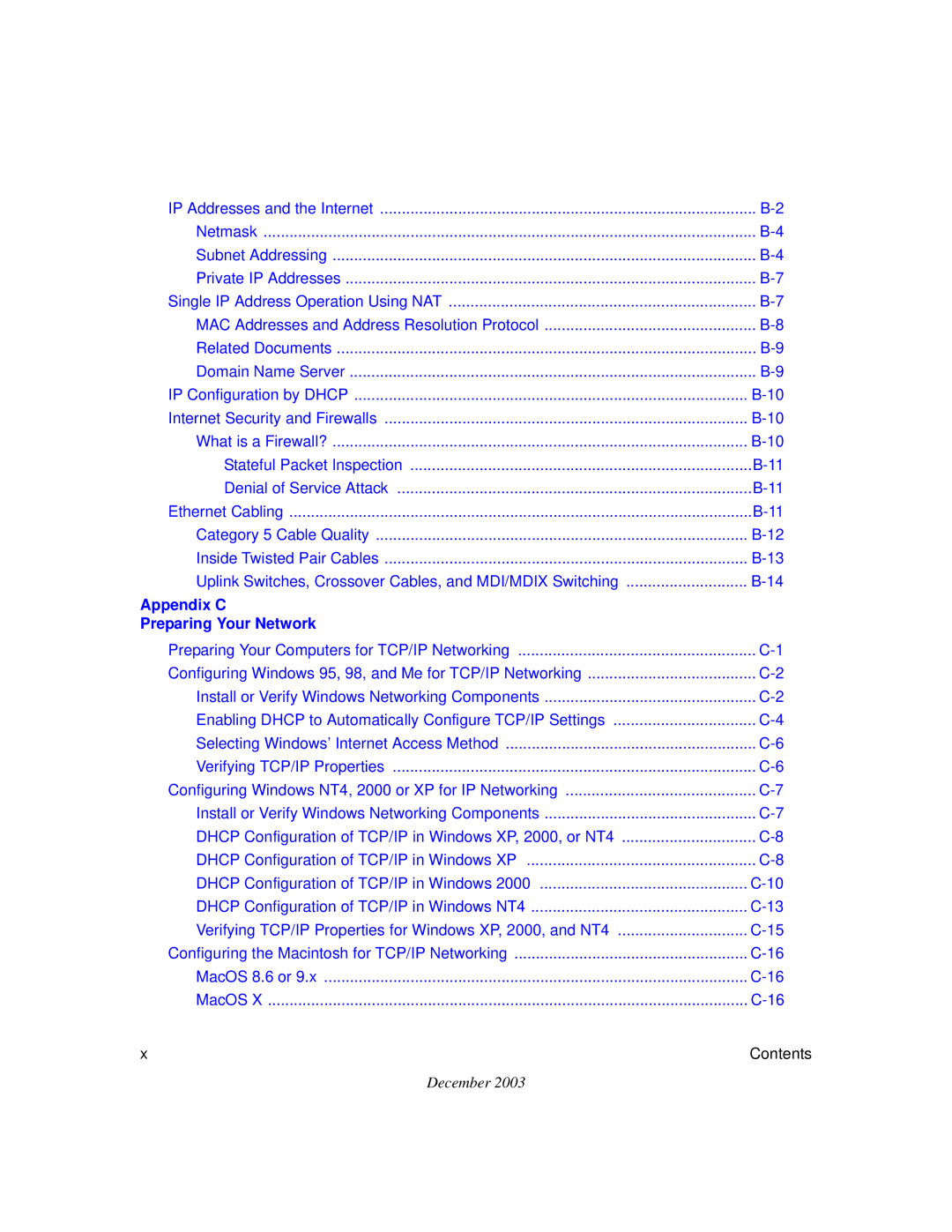 NETGEAR WGR614 v4 manual Appendix C Preparing Your Network 