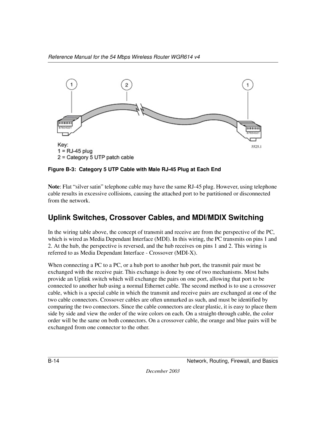 NETGEAR WGR614 v4 manual Uplink Switches, Crossover Cables, and MDI/MDIX Switching 