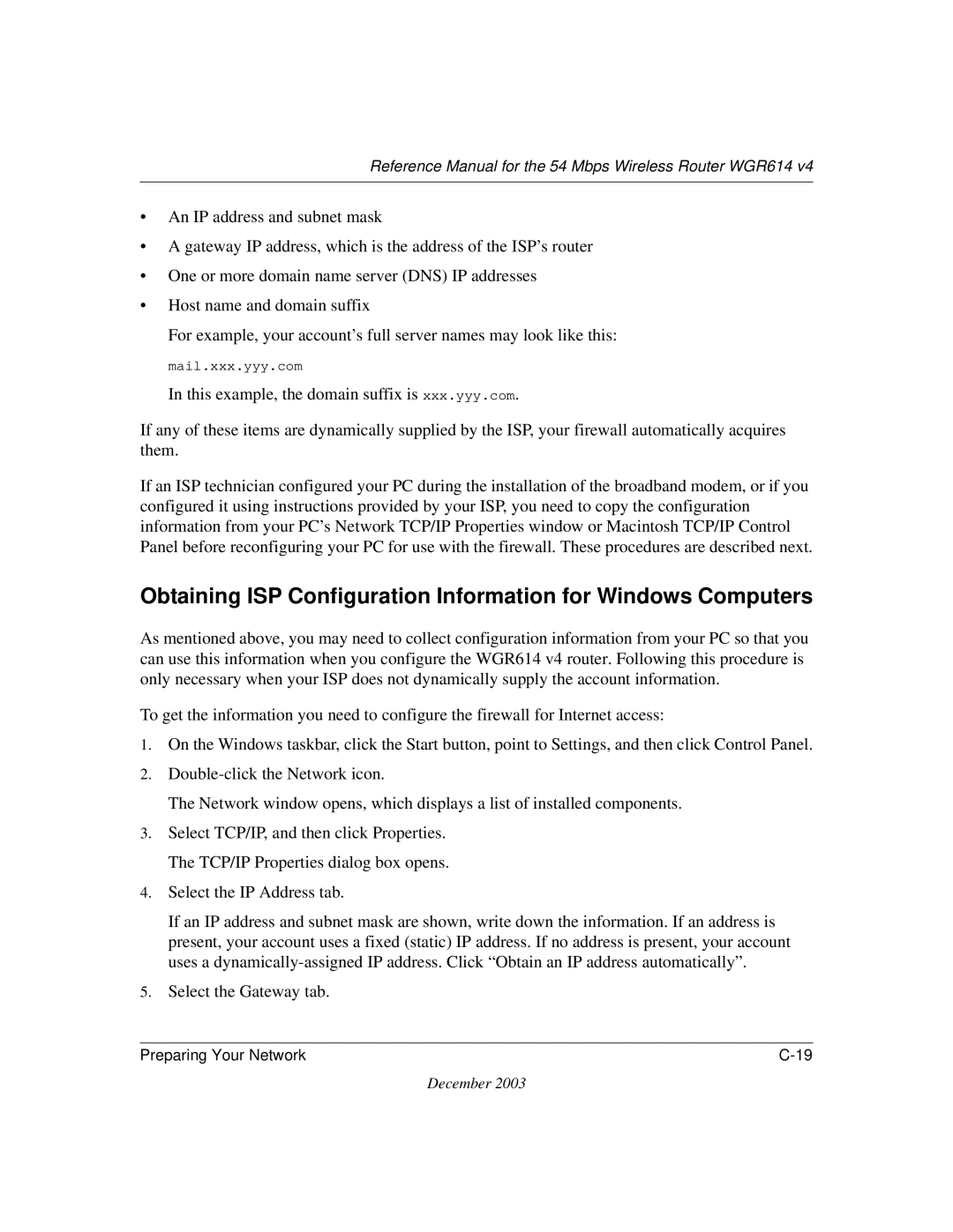 NETGEAR WGR614 v4 manual Select the Gateway tab 