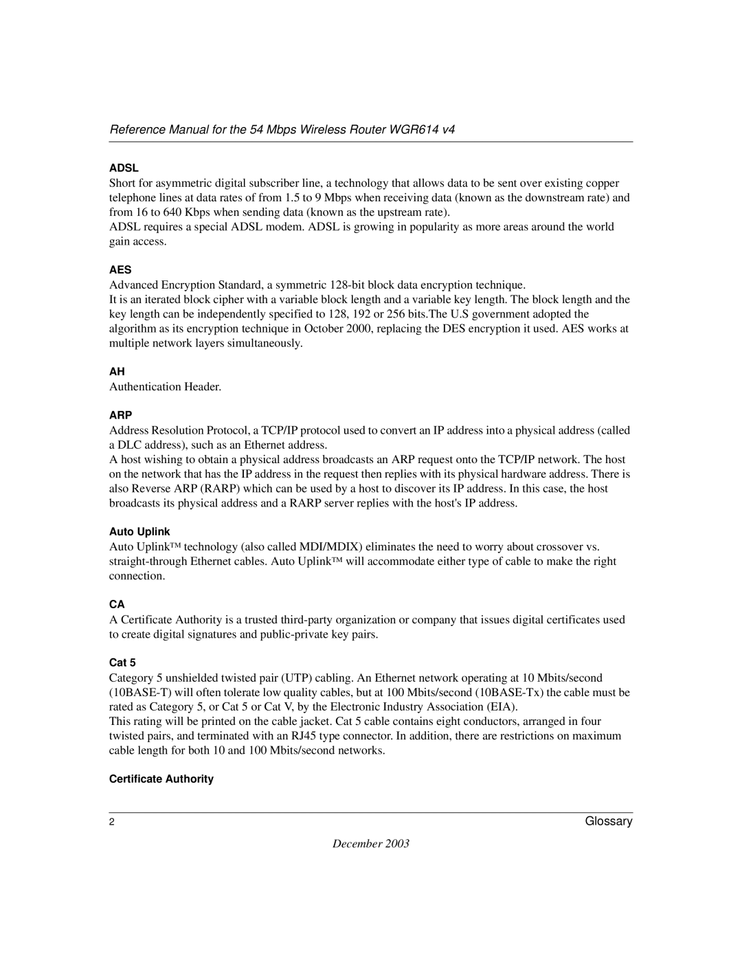 NETGEAR WGR614 v4 manual Adsl 