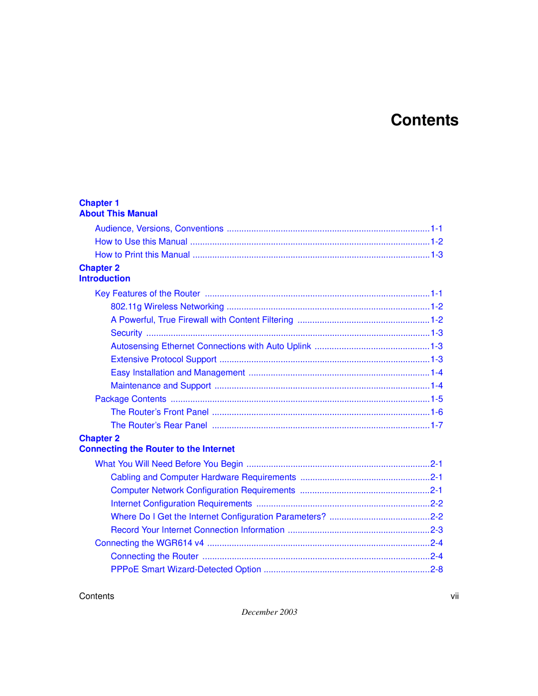 NETGEAR WGR614 v4 manual Contents 