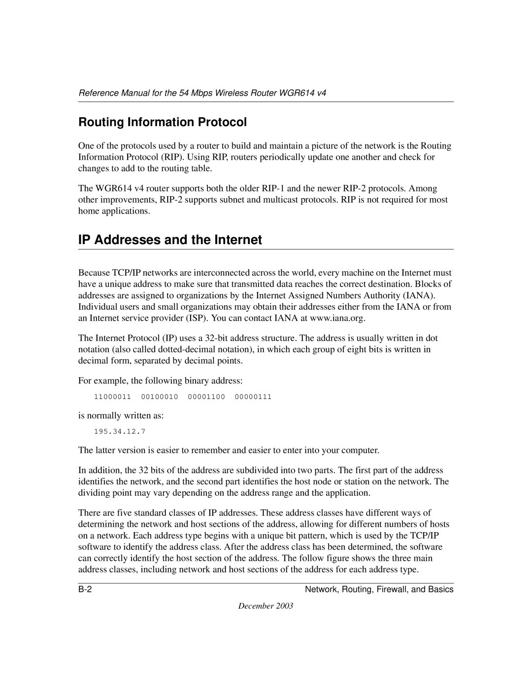 NETGEAR WGR614 v4 manual IP Addresses and the Internet, Routing Information Protocol 