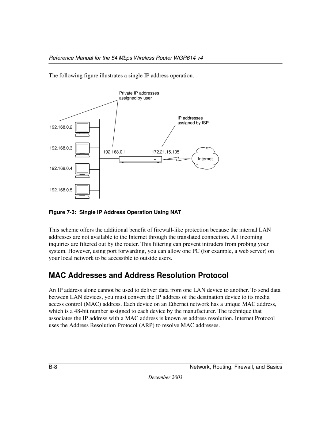 NETGEAR WGR614 v4 manual MAC Addresses and Address Resolution Protocol 