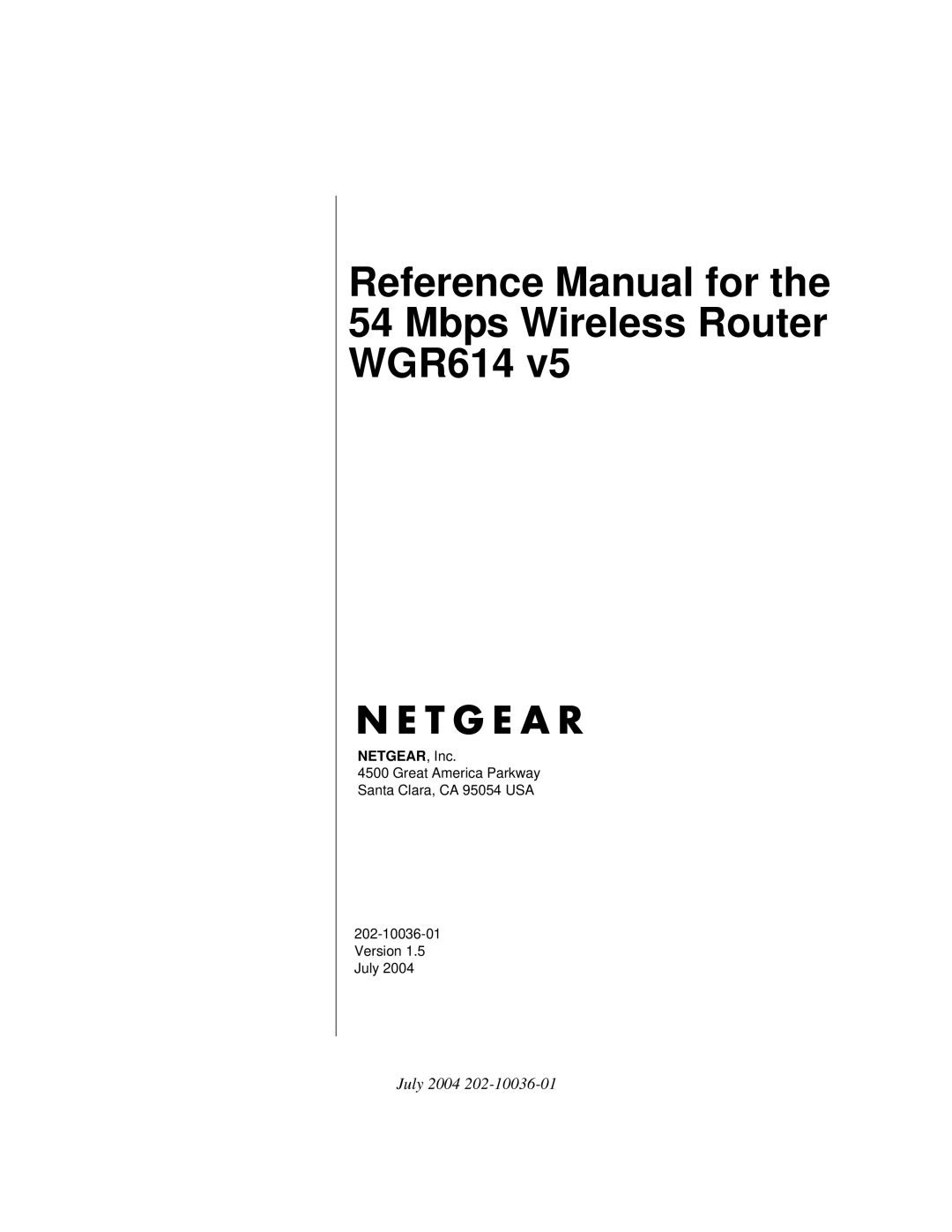 NETGEAR WGR614 v5 manual Reference Manual for the 54 Mbps Wireless Router WGR614 