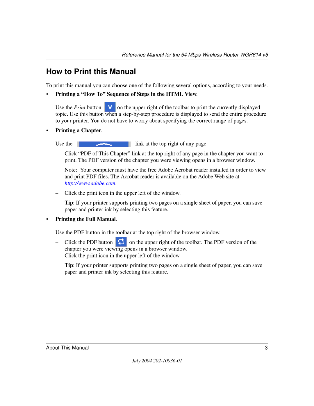 NETGEAR WGR614 v5 manual How to Print this Manual, Printing a How To Sequence of Steps in the Html View 