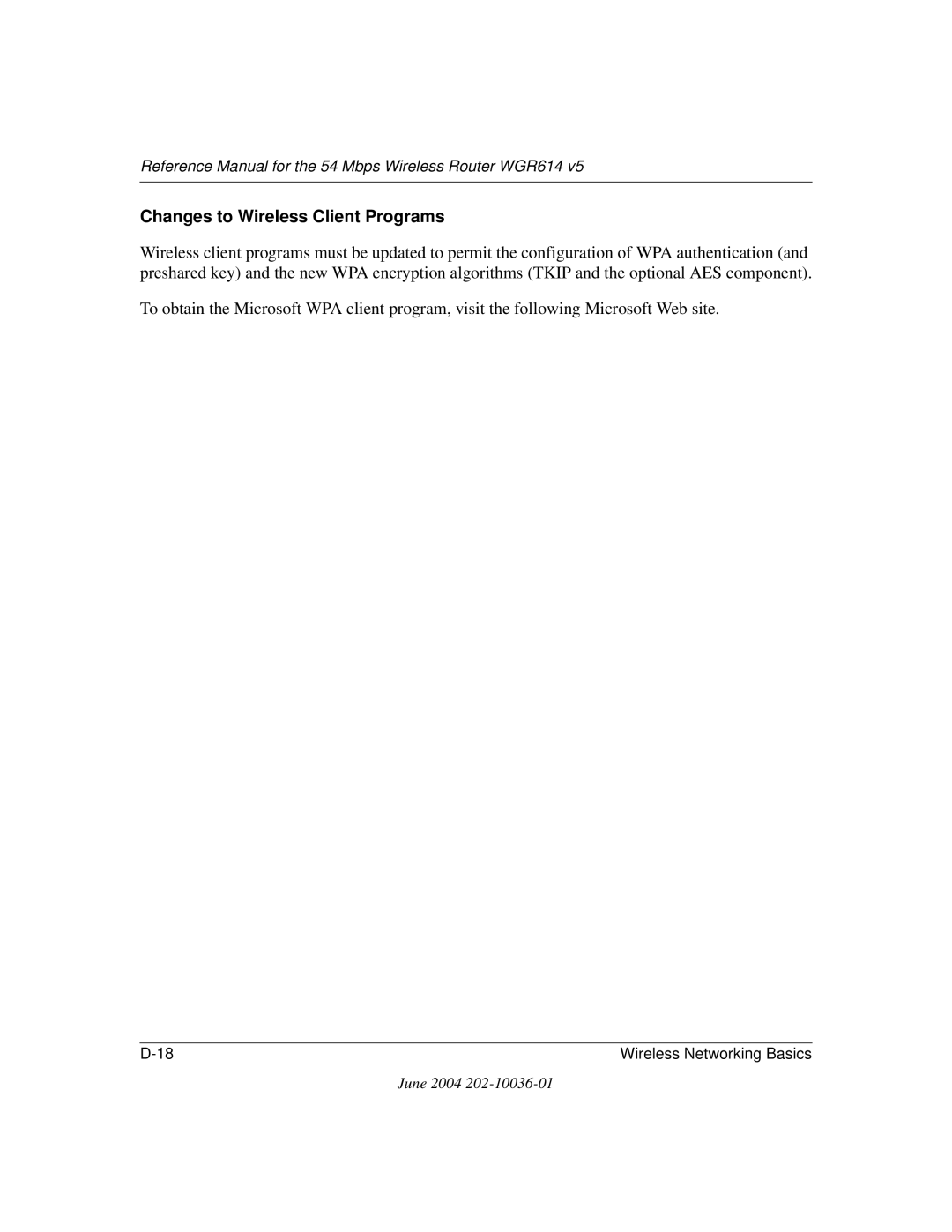 NETGEAR WGR614 v5 manual Changes to Wireless Client Programs 