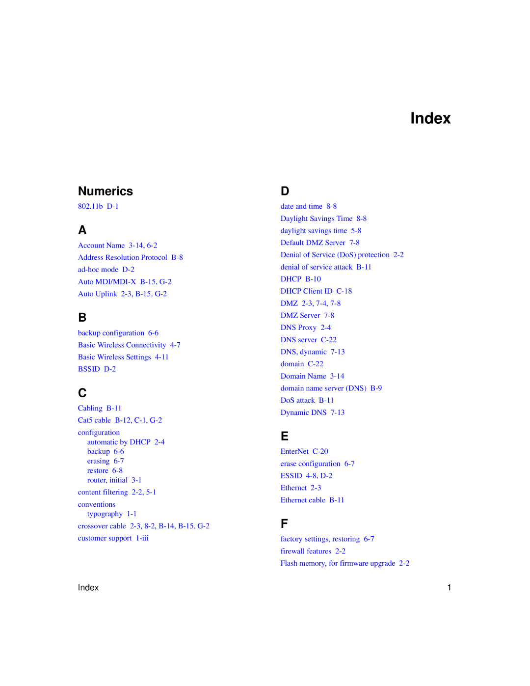 NETGEAR WGR614 v5 manual Index, Numerics 