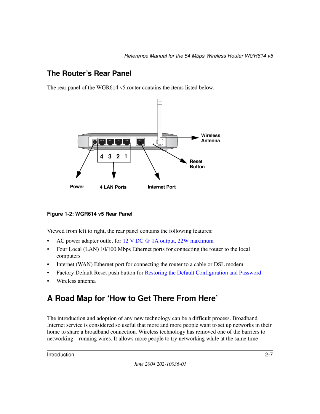 NETGEAR WGR614 v5 manual Road Map for ‘How to Get There From Here’, Router’s Rear Panel 