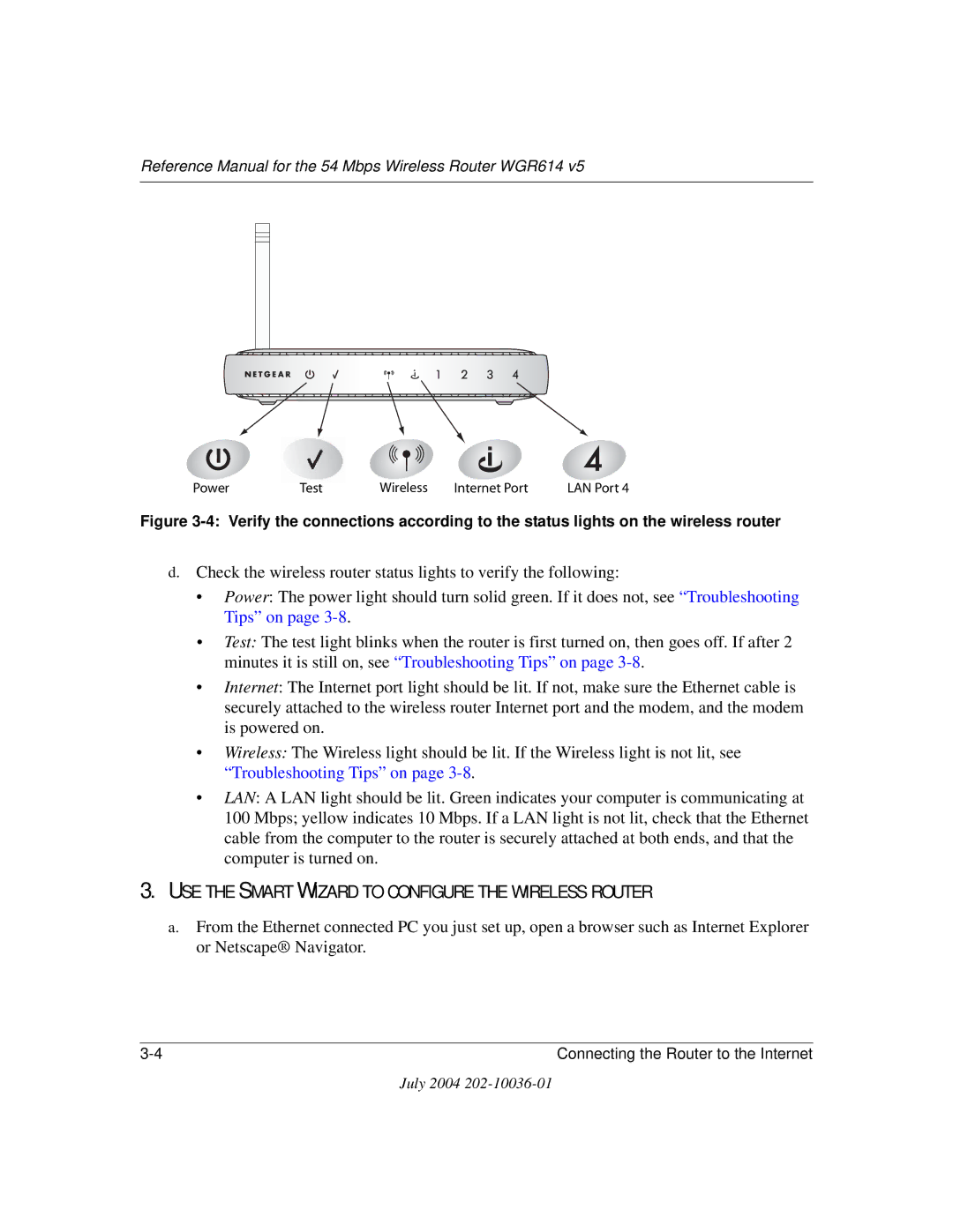 NETGEAR WGR614 v5 manual USE the Smart Wizard to Configure the Wireless Router 