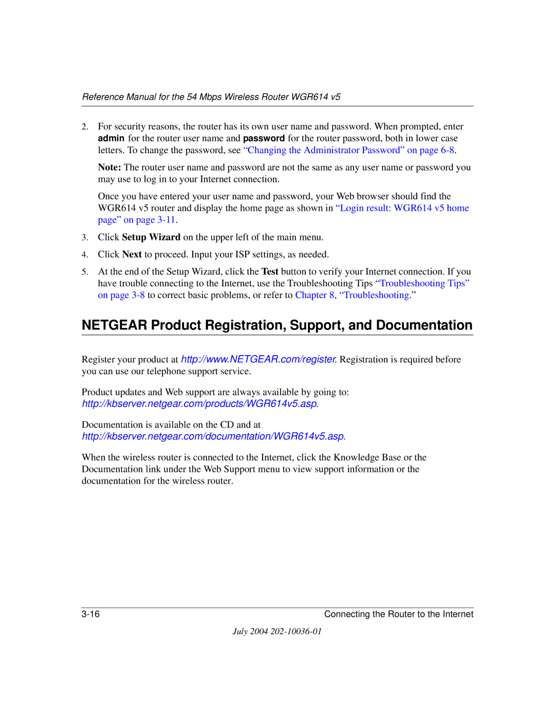 NETGEAR WGR614 v5 manual Netgear Product Registration, Support, and Documentation 