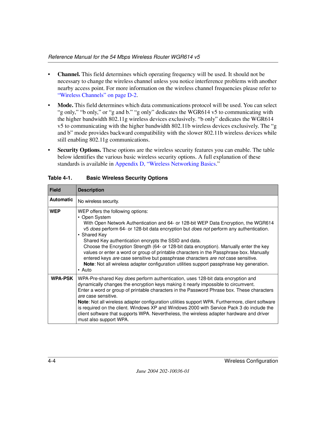 NETGEAR WGR614 v5 manual Basic Wireless Security Options, Wep 