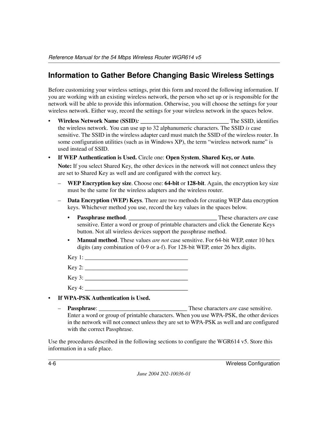 NETGEAR WGR614 v5 manual If WPA-PSK Authentication is Used 