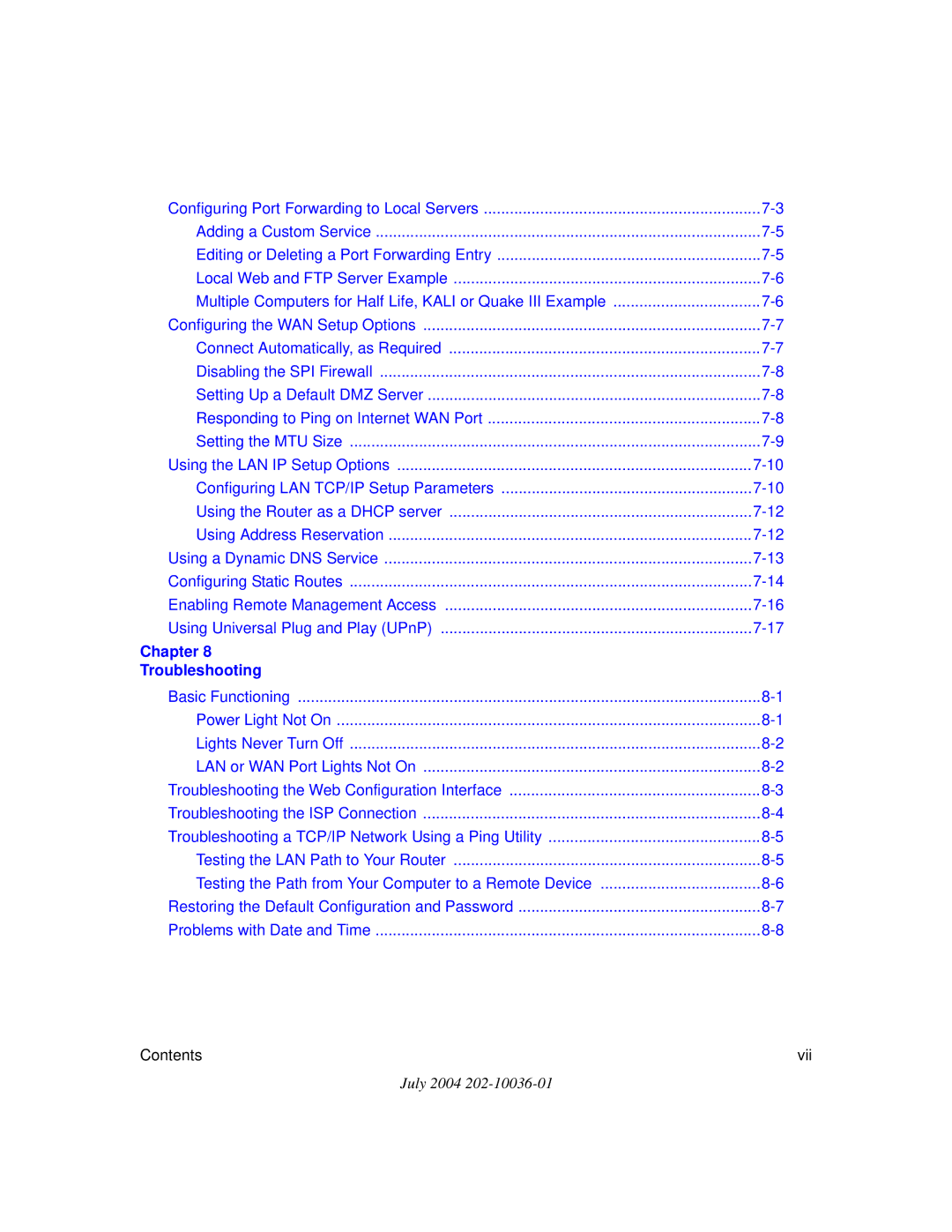 NETGEAR WGR614 v5 manual Chapter Troubleshooting 