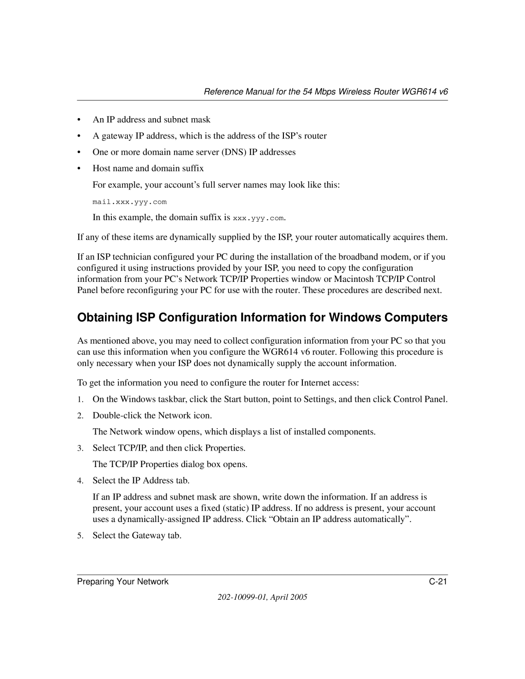 NETGEAR WGR614 v6 manual Select the Gateway tab 