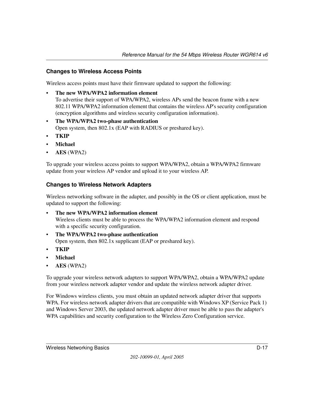 NETGEAR WGR614 v6 manual Changes to Wireless Access Points 