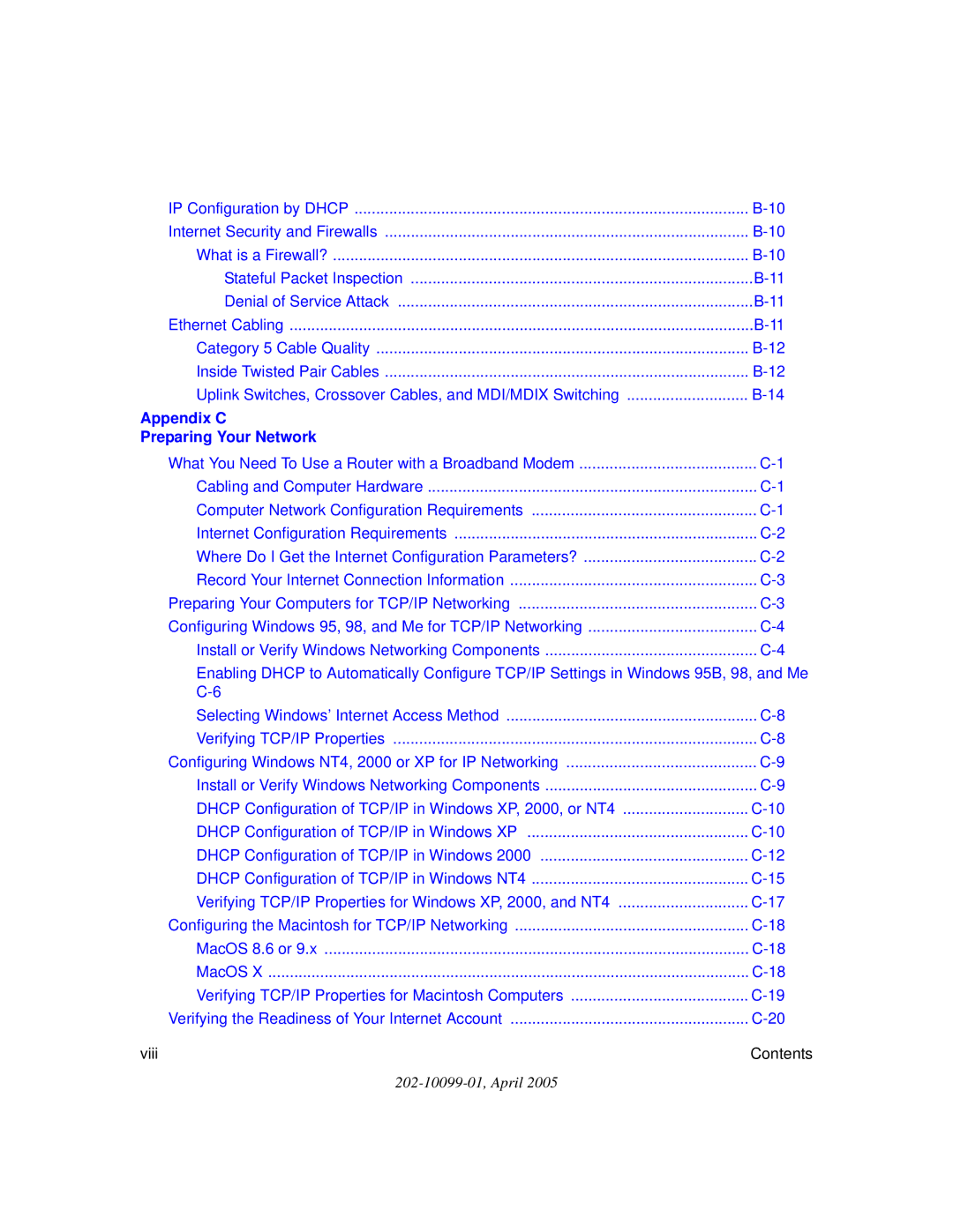 NETGEAR WGR614 v6 manual Appendix C  Preparing Your Network 