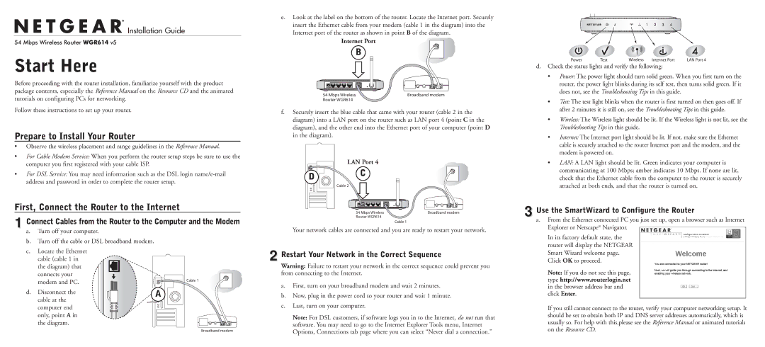 NETGEAR WGR614 manual Prepare to Install Your Router, First, Connect the Router to the Internet 