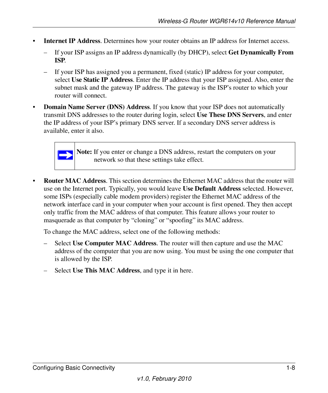 NETGEAR WGR614V10 manual Wireless-G Router WGR614v10 Reference Manual 