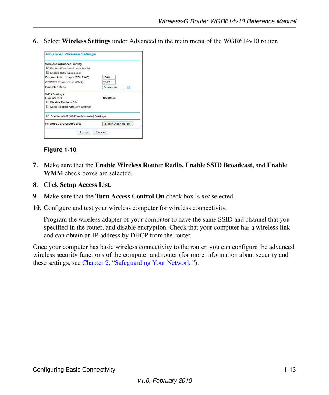 NETGEAR WGR614V10 manual Wireless-G Router WGR614v10 Reference Manual 