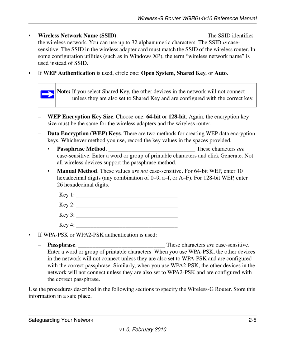 NETGEAR WGR614V10 manual Wireless-G Router WGR614v10 Reference Manual 