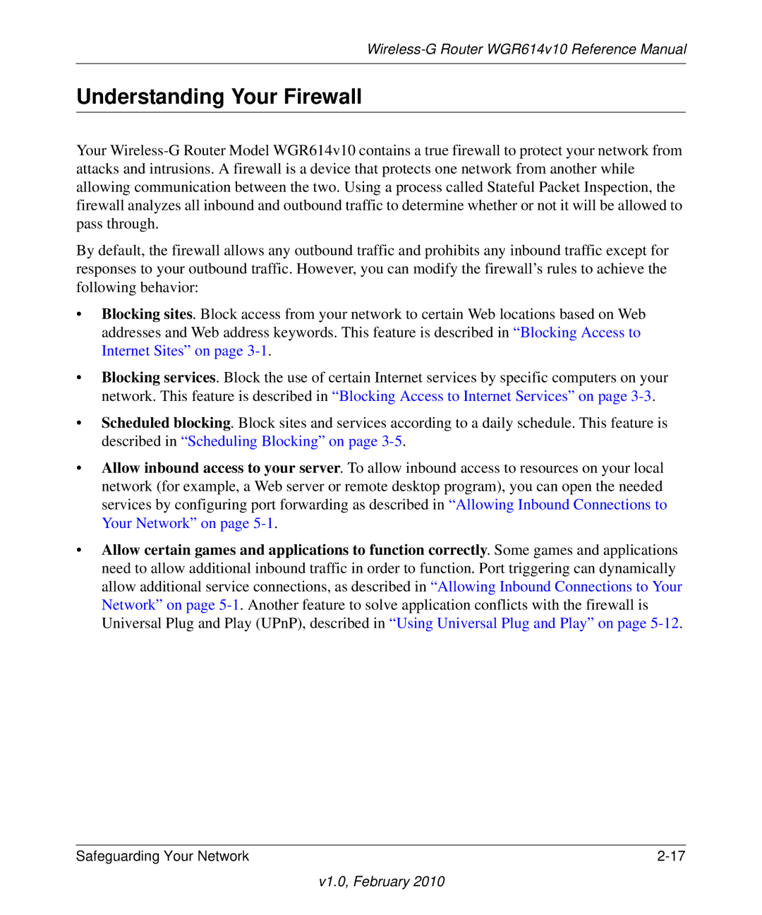 NETGEAR WGR614V10 manual Understanding Your Firewall 