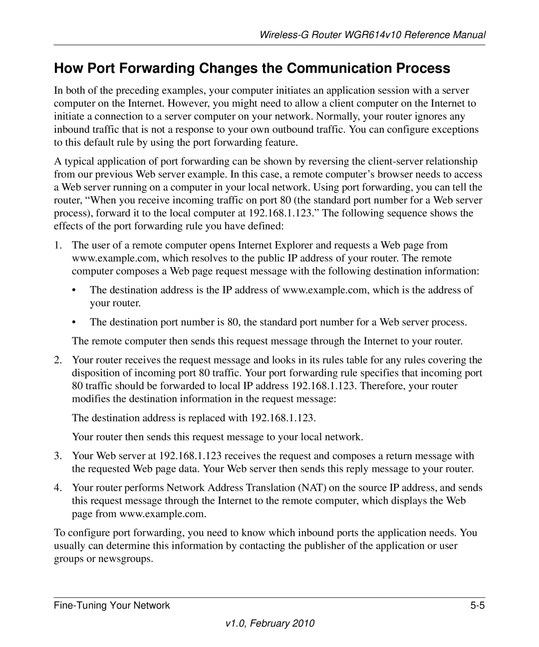 NETGEAR WGR614V10 manual How Port Forwarding Changes the Communication Process 