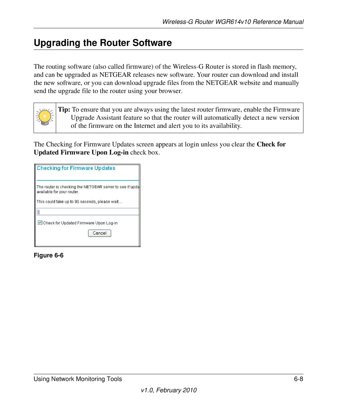 NETGEAR WGR614V10 manual Upgrading the Router Software 