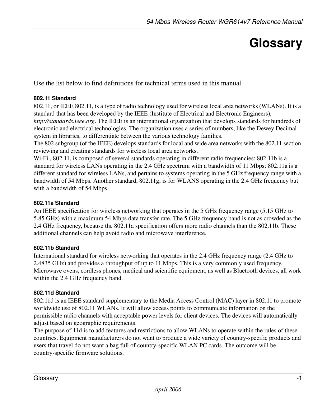 NETGEAR WGR614v7 manual Glossary 