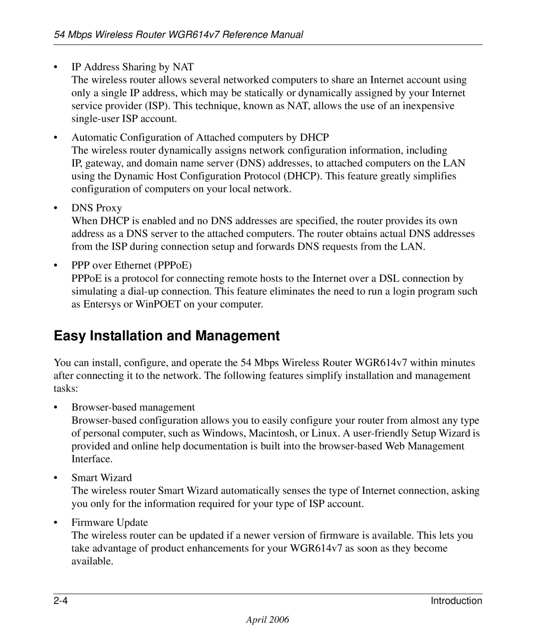 NETGEAR WGR614v7 manual Easy Installation and Management 