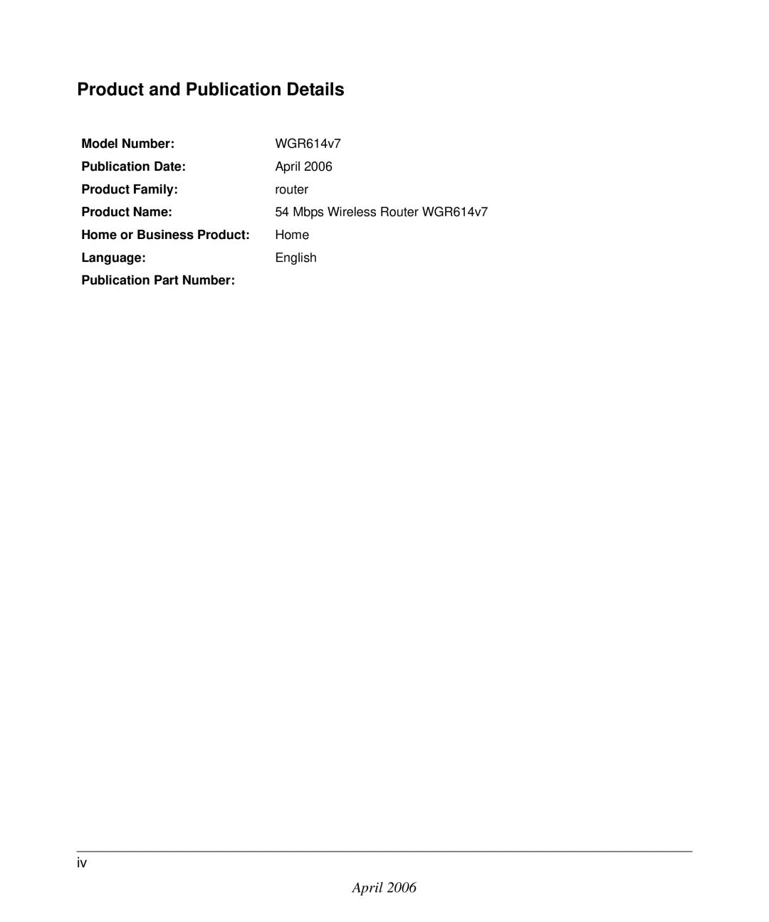 NETGEAR WGR614v7 manual Product and Publication Details 