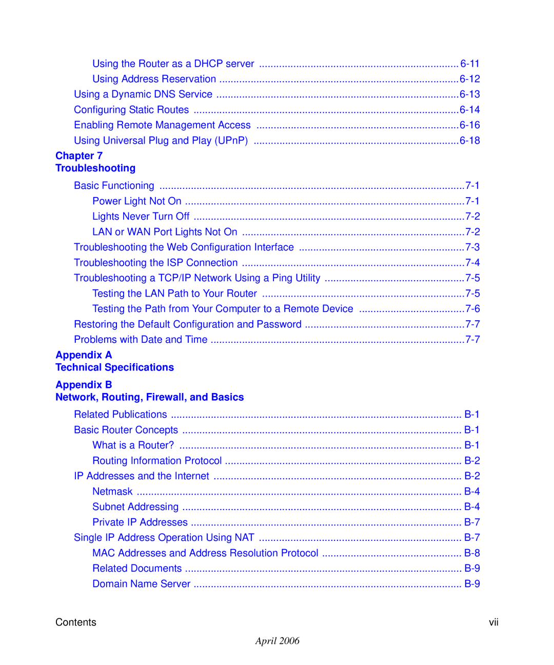 NETGEAR WGR614v7 manual Chapter Troubleshooting 