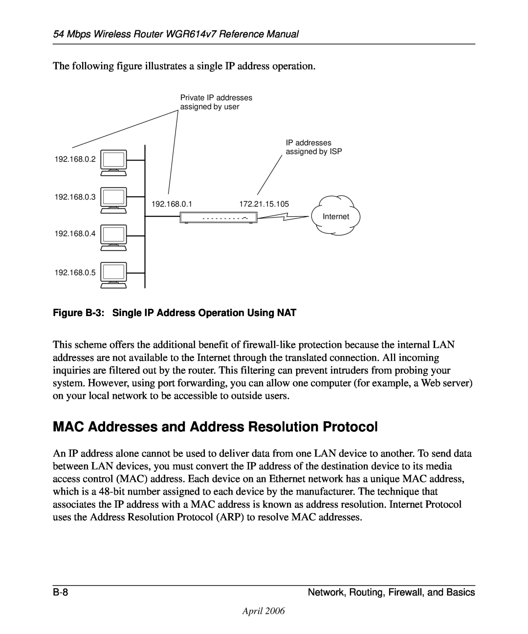 NETGEAR WGR614v7 manual MAC Addresses and Address Resolution Protocol 