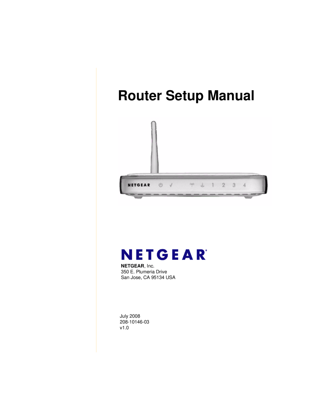 NETGEAR WGR614v9 manual Router Setup Manual 