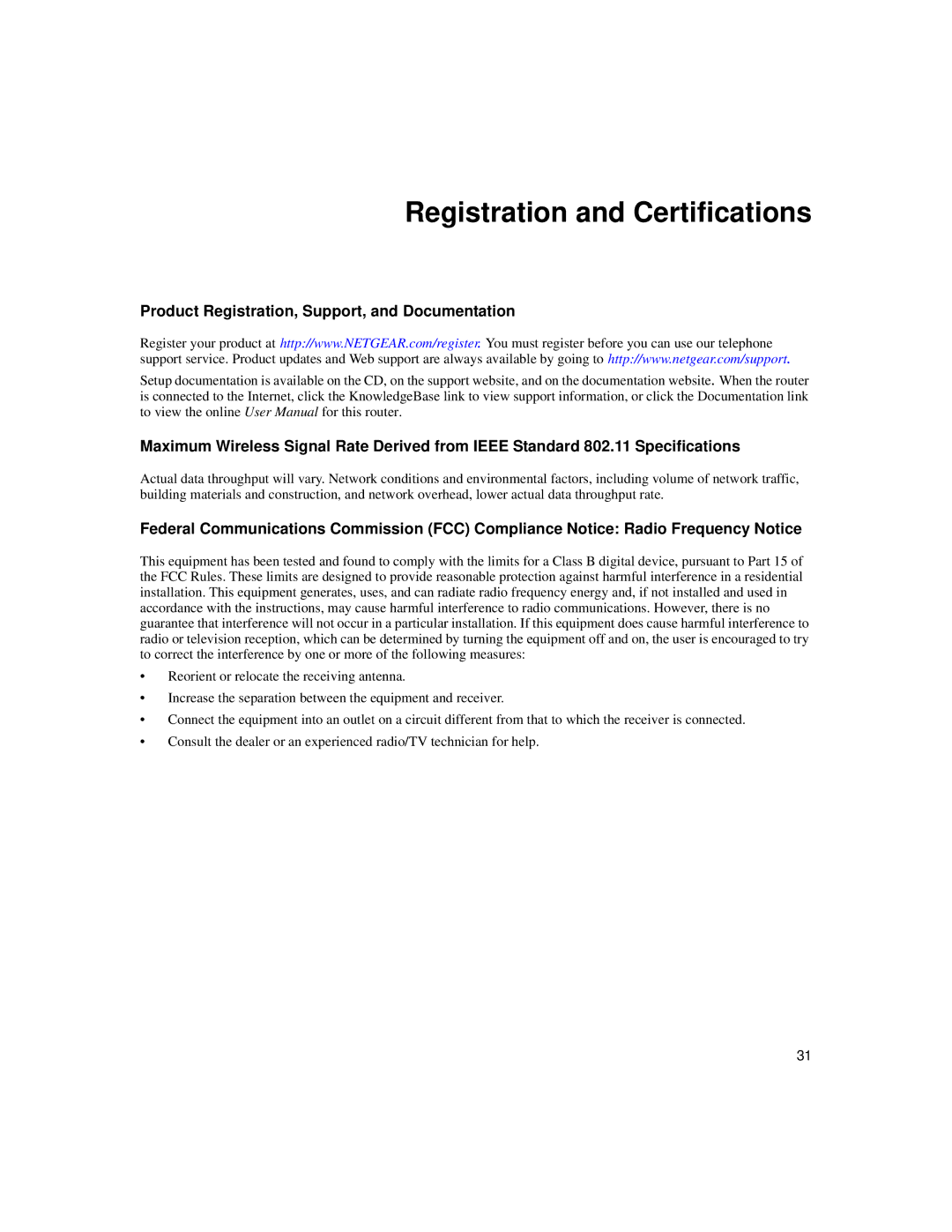 NETGEAR WGR614v9 manual Registration and Certifications 