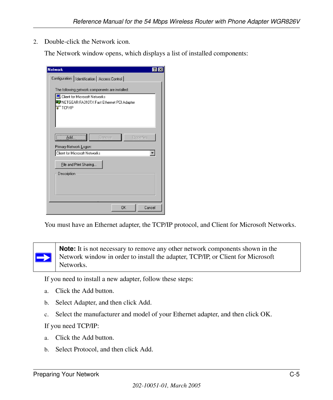 NETGEAR WGR826V manual Preparing Your Network 