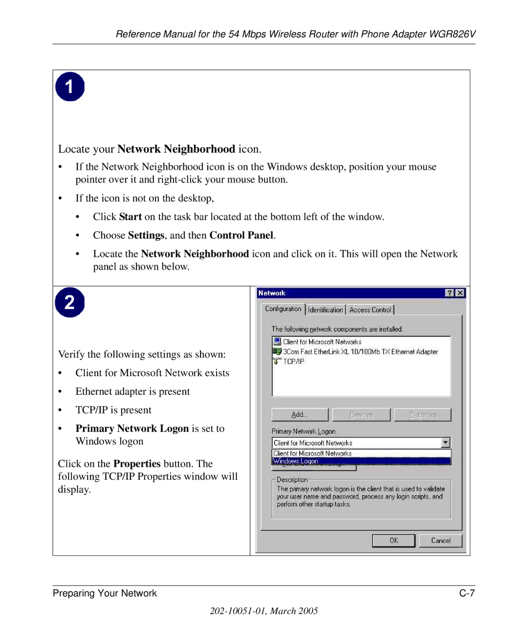 NETGEAR WGR826V manual Locate your Network Neighborhood icon 