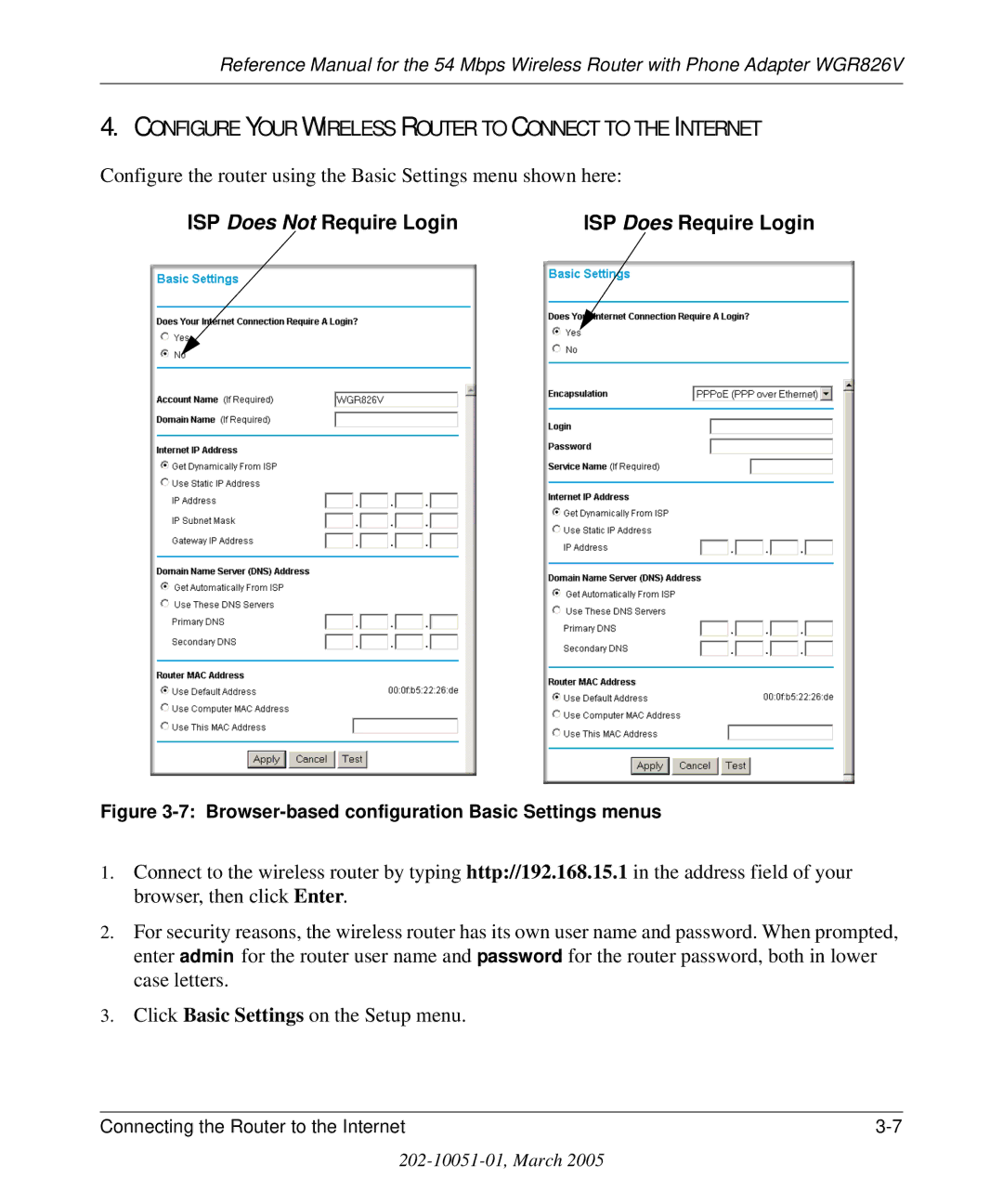 NETGEAR WGR826V manual Configure Your Wireless Router to Connect to the Internet 