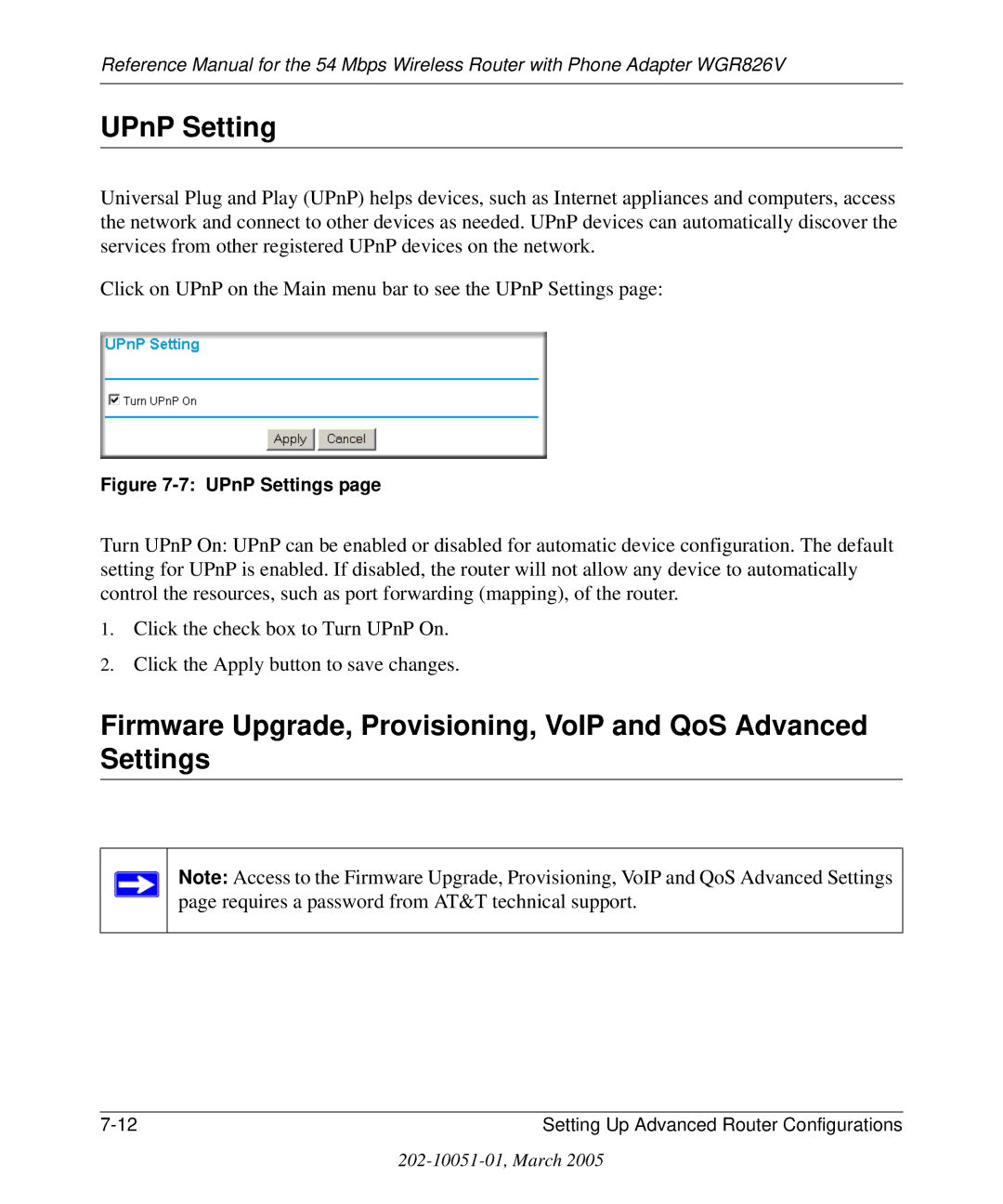 NETGEAR WGR826V manual UPnP Settings 