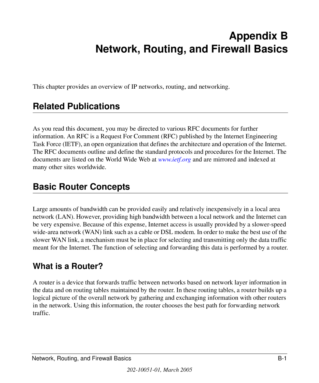 NETGEAR WGR826V manual Appendix B Network, Routing, and Firewall Basics, Related Publications Basic Router Concepts 