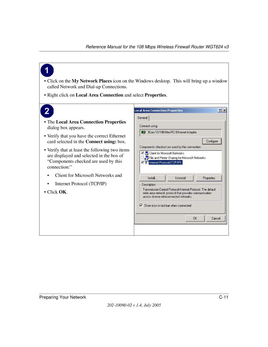 NETGEAR WGT624 V3 manual Preparing Your Network 