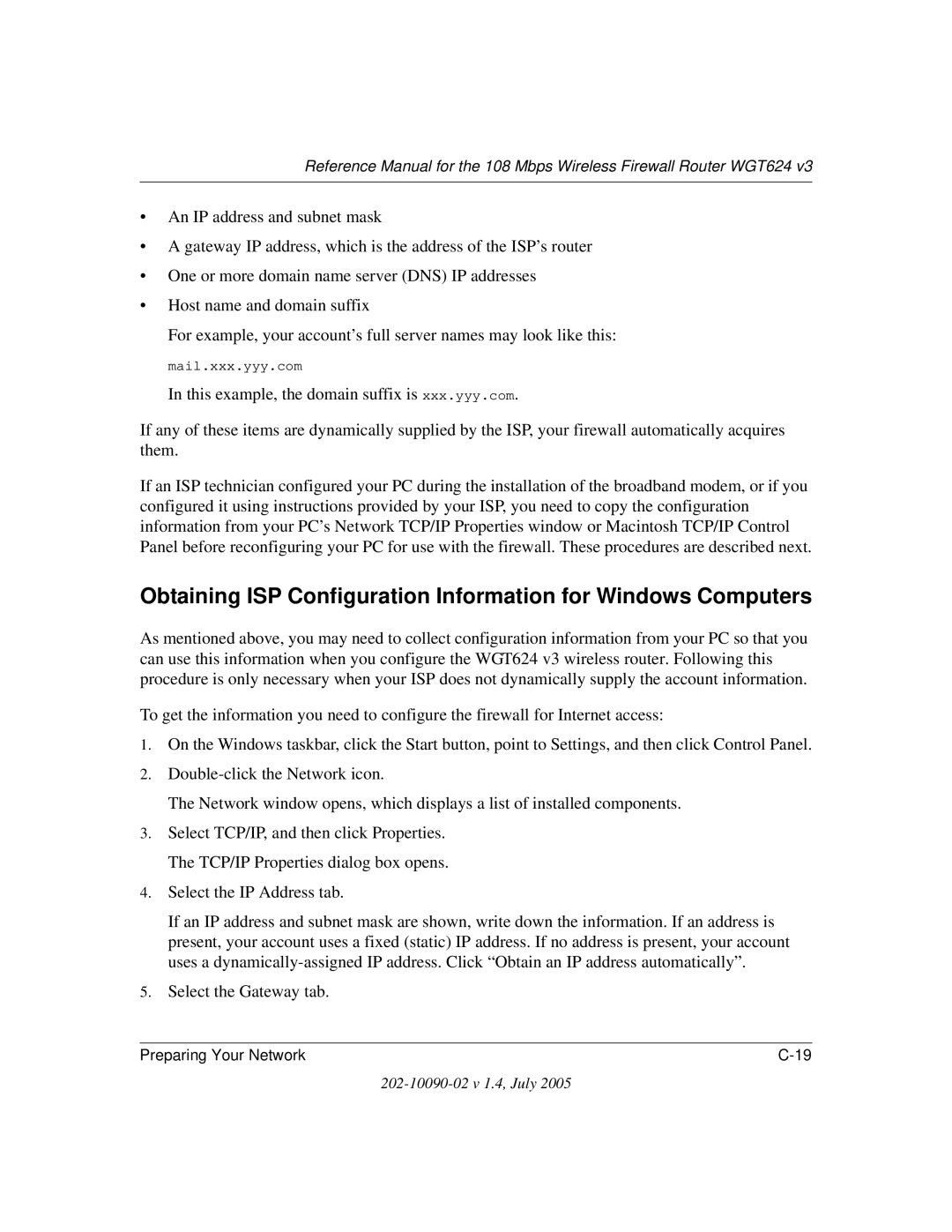 NETGEAR WGT624 V3 manual Select the Gateway tab 