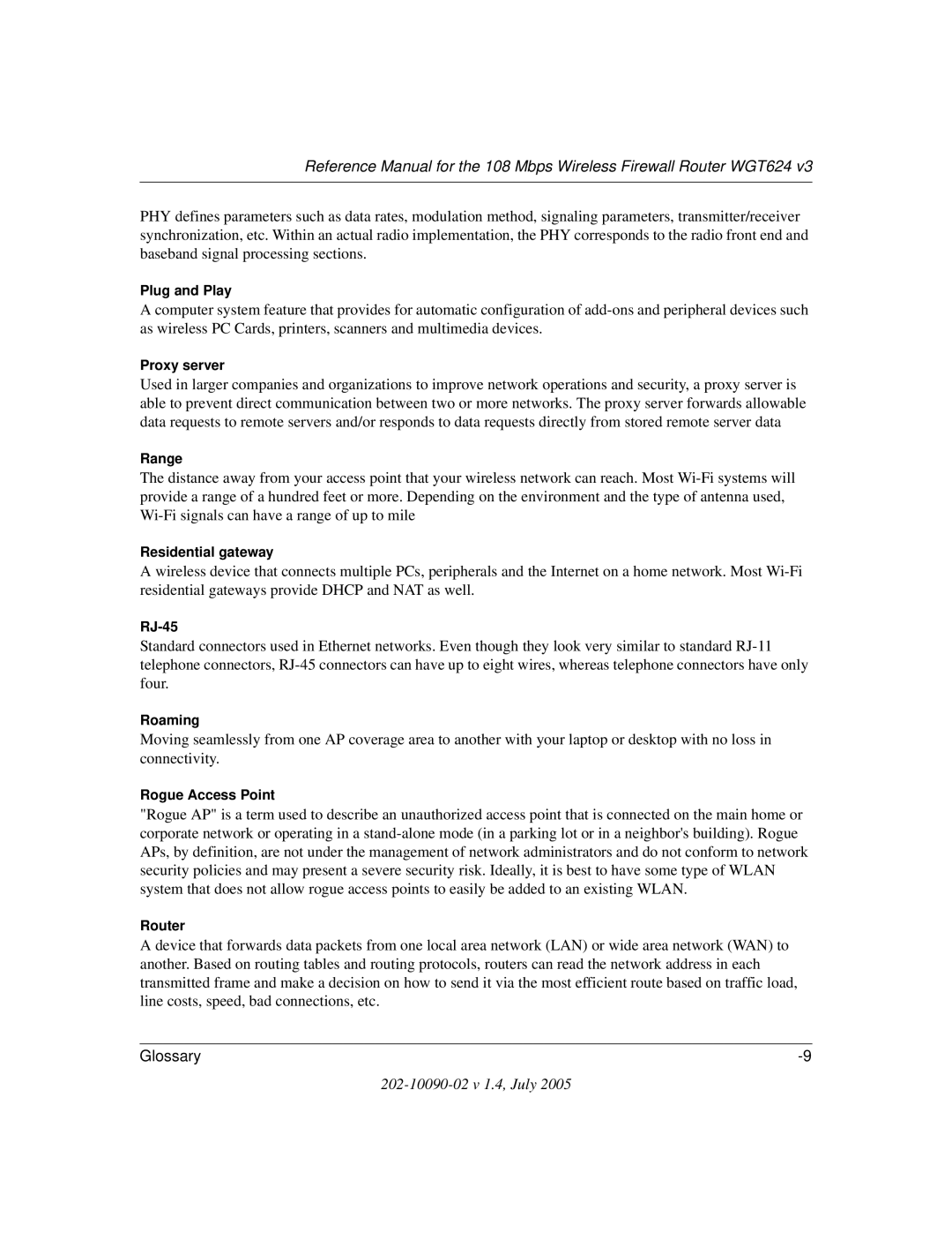 NETGEAR WGT624 V3 manual Plug and Play 