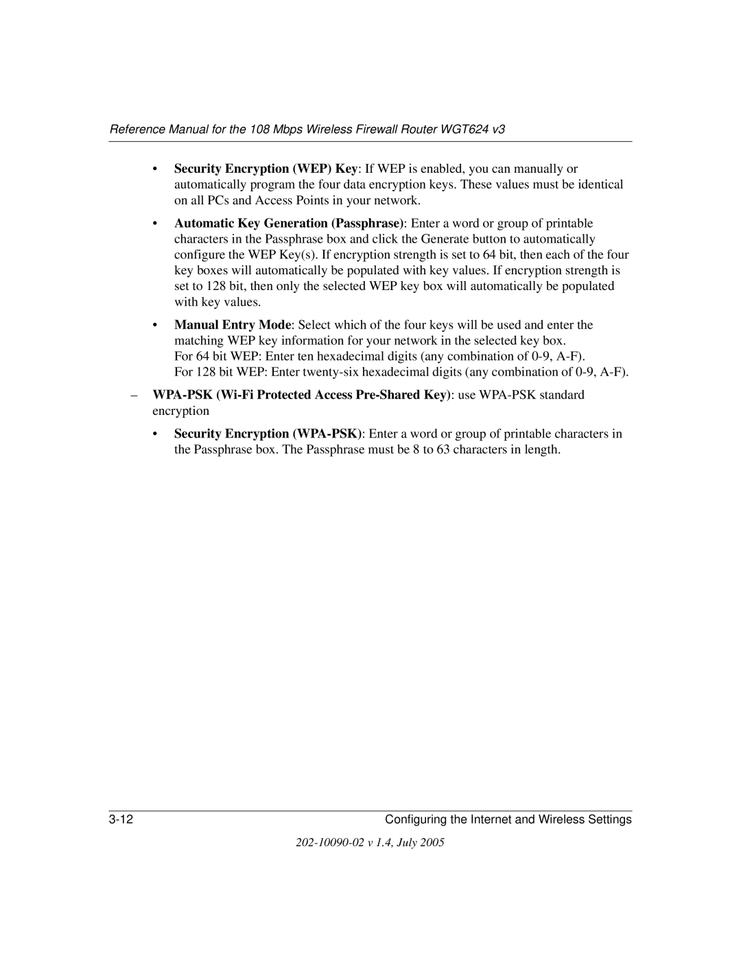 NETGEAR WGT624 V3 manual Configuring the Internet and Wireless Settings 