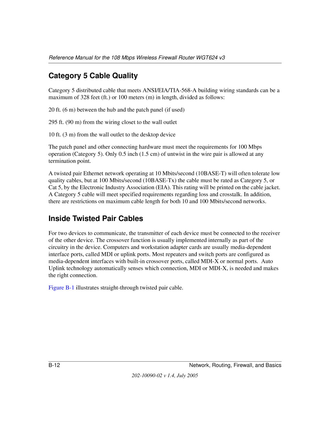 NETGEAR WGT624 V3 manual Category 5 Cable Quality, Inside Twisted Pair Cables 